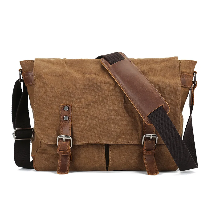 

New Fashion Men Wax Canvas Shoulder Bag Men Crossbody Messenger Bag Vintage Male Leisure Sling Bag Casual Boy сумочка через плеч