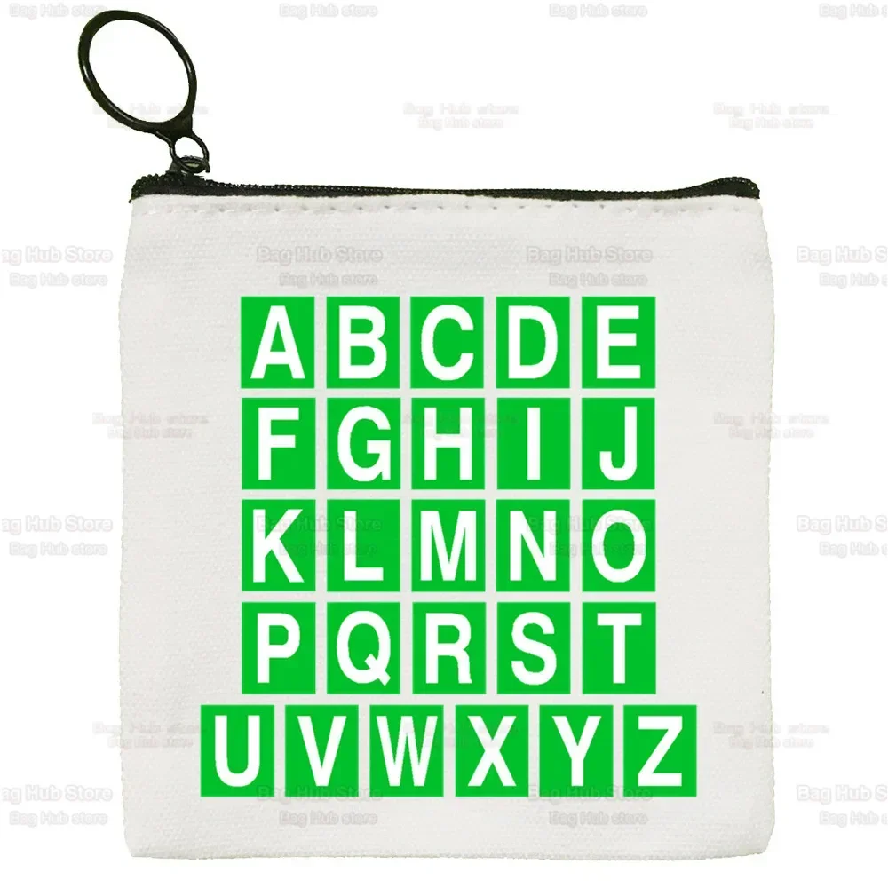 Coloring Alphabet 26 English Key Storage Bag Card Cartoon Coin Canvas Coin Purse Canvas Small Square Bag