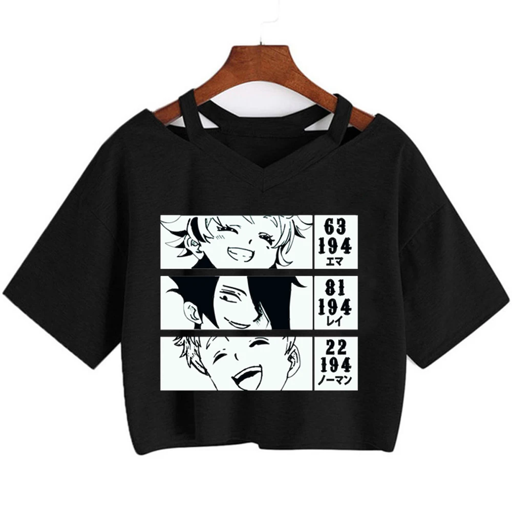 the Promised Neverland crop top female gothic japanese kawaii harajuku gyaru top tees grunge anime cutecore vintage japanese