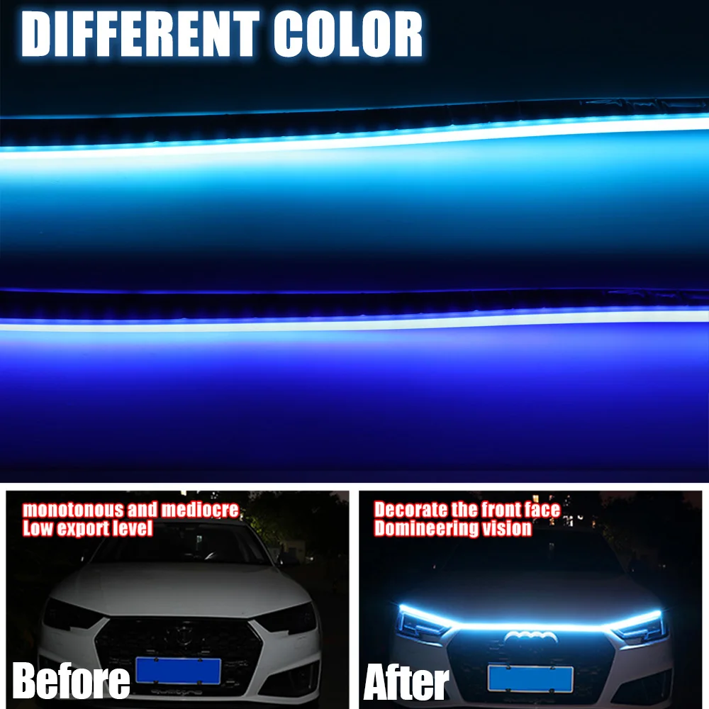 Scansione iniziale Led Car Hood Light Strip Lampada decorativa Flessibile DRL Luci di marcia diurna Strisce per fari automatici Accessori per auto