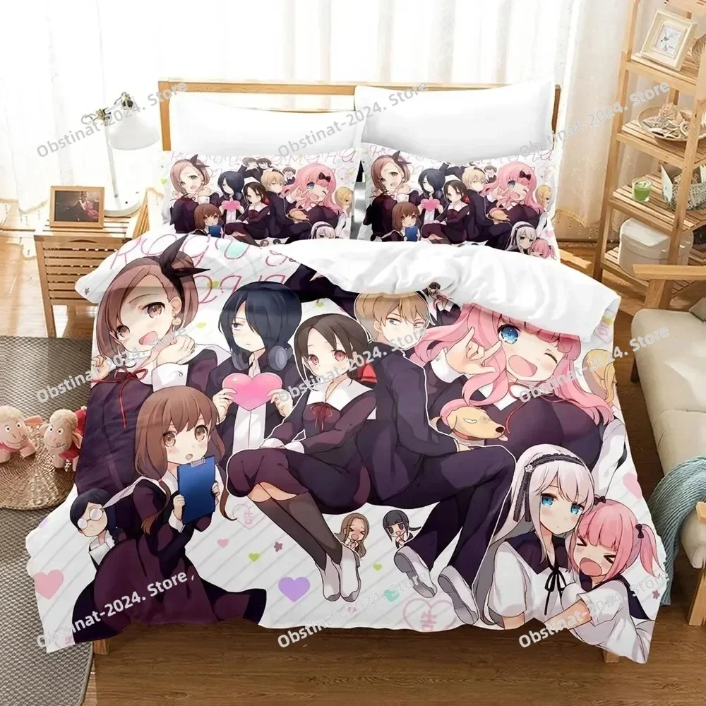 

3D Printed Anime Kaguya-sama Love is War Bedding Set Boys Girls Twin Queen Size Duvet Cover Pillowcase Bed Kids Adult