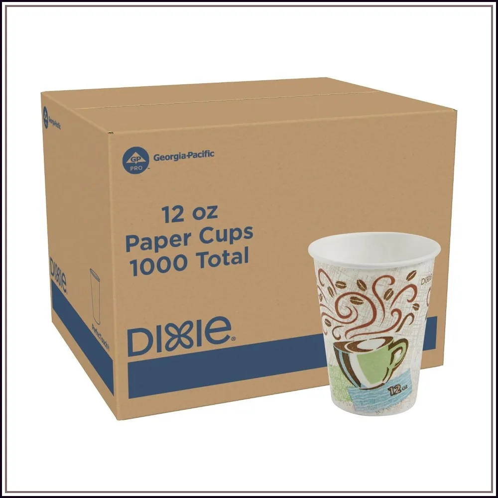 12 oz Paper Coffee Cups, Coffee Haze Design, 1000 Count, 50 Per Pack, 20 Packs