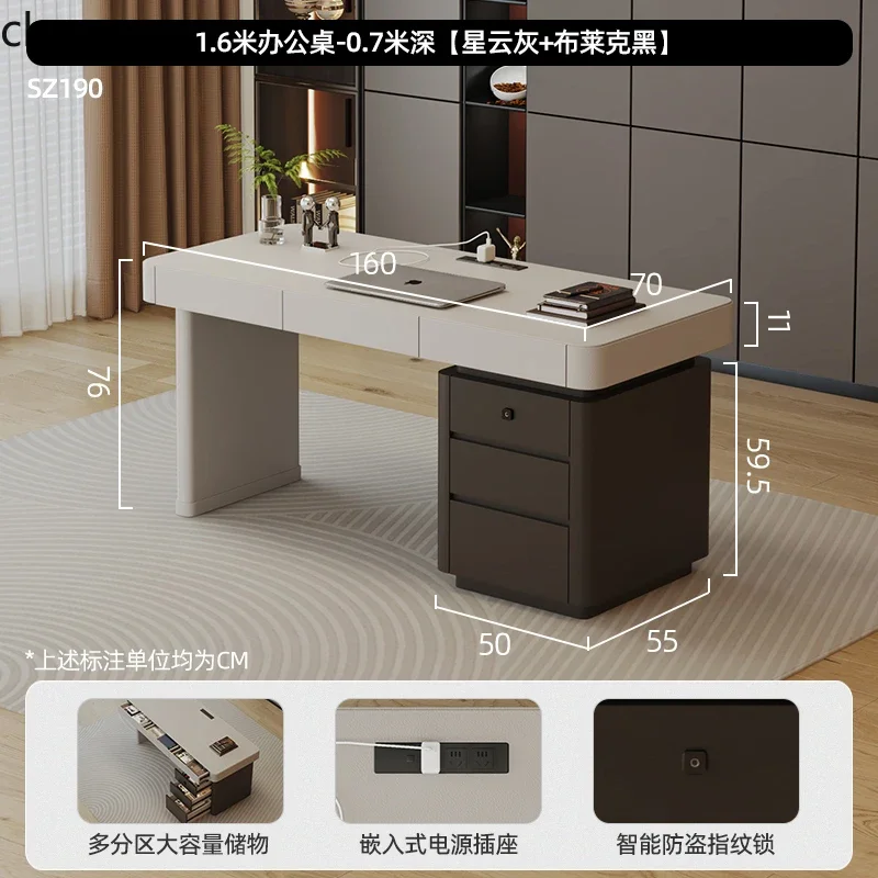 DSA Study Desk with Integrated Chest of Drawers, Office Desk with Fingerprint Lock, Makeup Desk