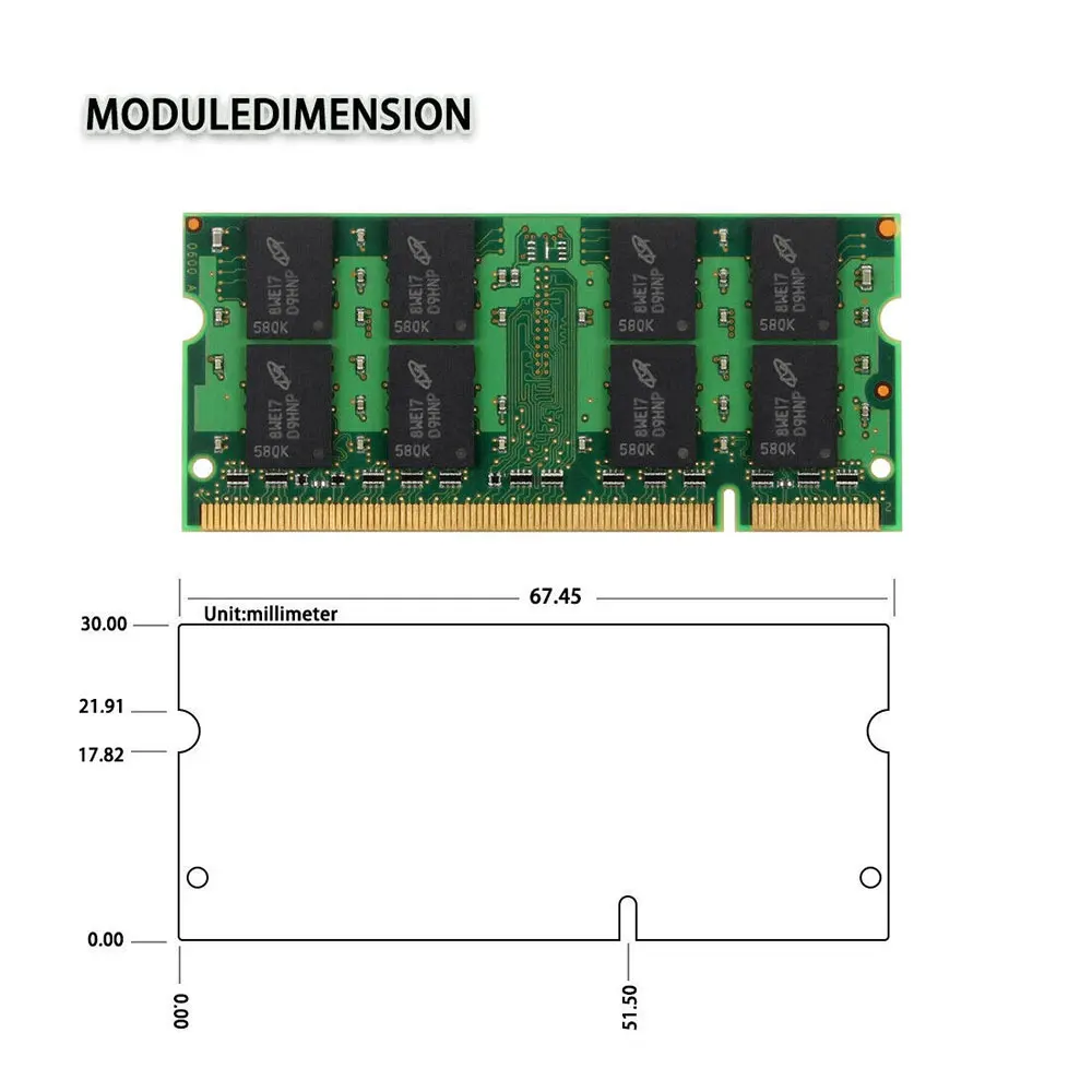 ذاكرة الوصول العشوائي للكمبيوتر المحمول Crucial Memoria DDR2 2GB 4GB (2x2GB) 667MHz 800MHz Memory SODIMM PC2-5300 PC2-6400 غير ECC غير مخزنة للكمبيوتر المحمول #4