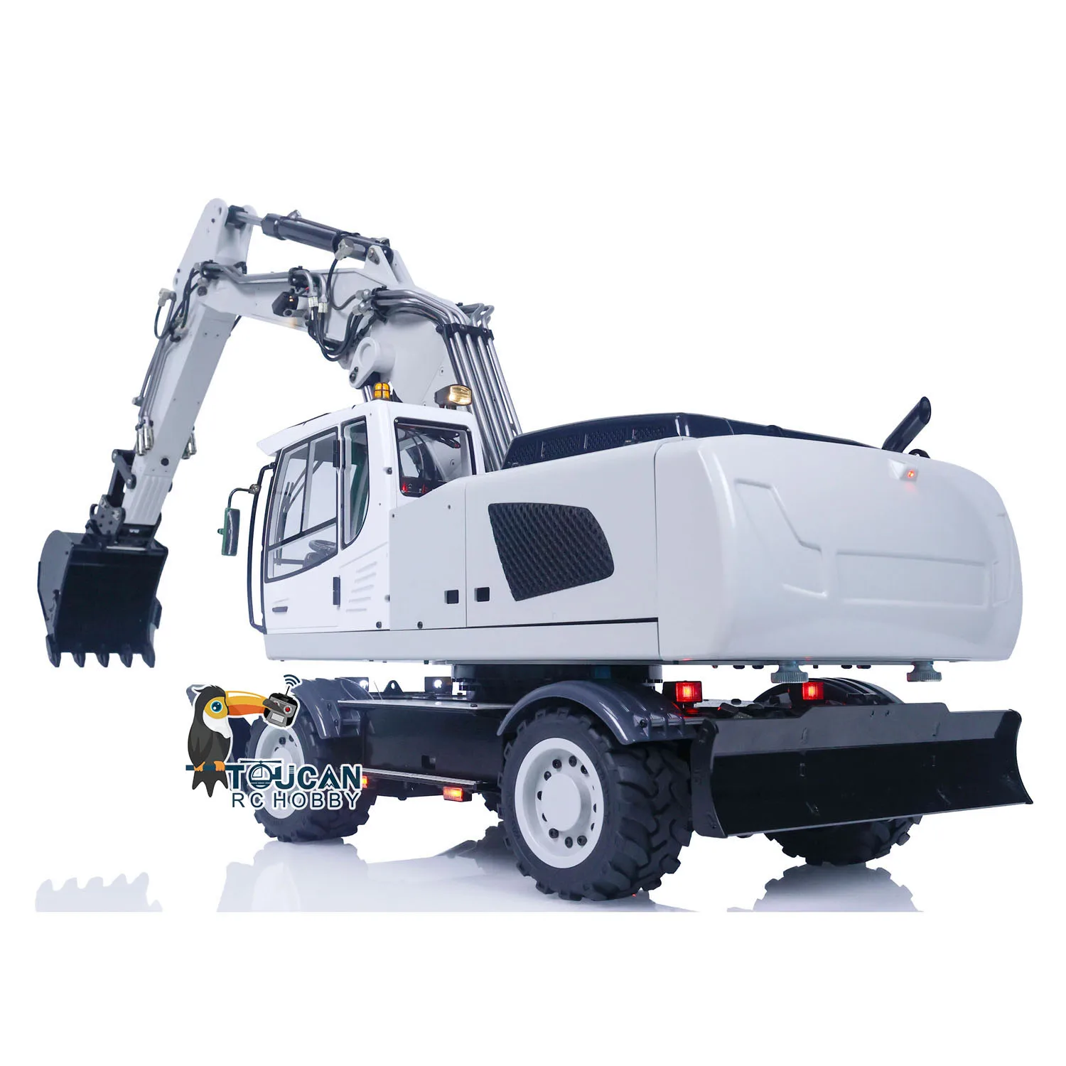 R946 1/14 Hydraulic Remote Control Excavator Wheeled Digger Clamshell Bucket Ripper Sounds