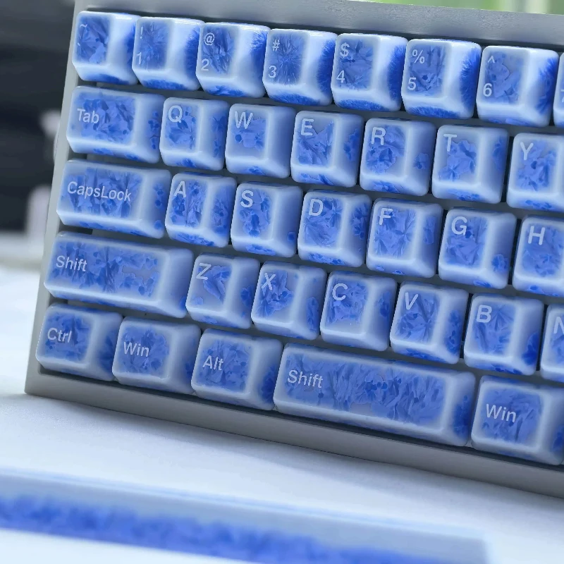 Ice Crystal Ceramic Keycap Set 60% -87% Layout Custom Keycaps for Mechanical Keyboard Magnetic Axis Key Caps Gamer Collect Gifts