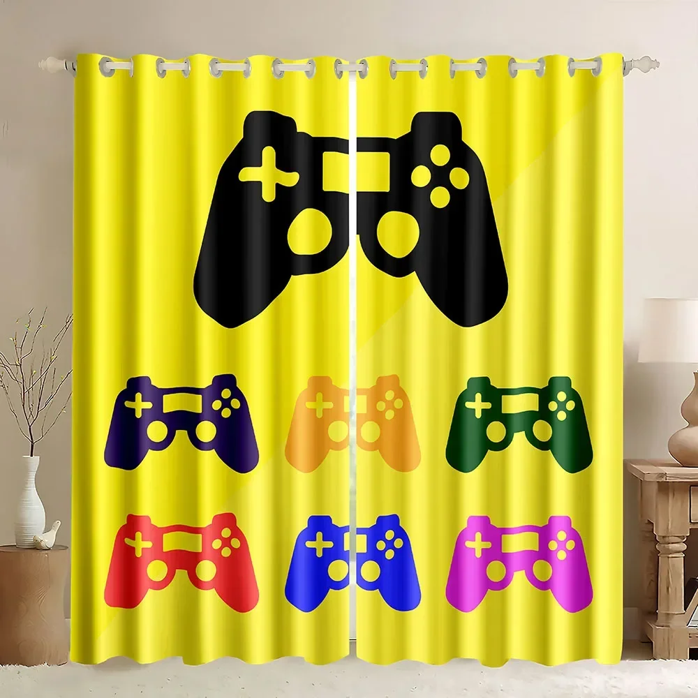 Gamepad Gamer Blackout Curtains for Boys Girls Colorful Game Controller Thermal Insulated Window Curtains for Living Room