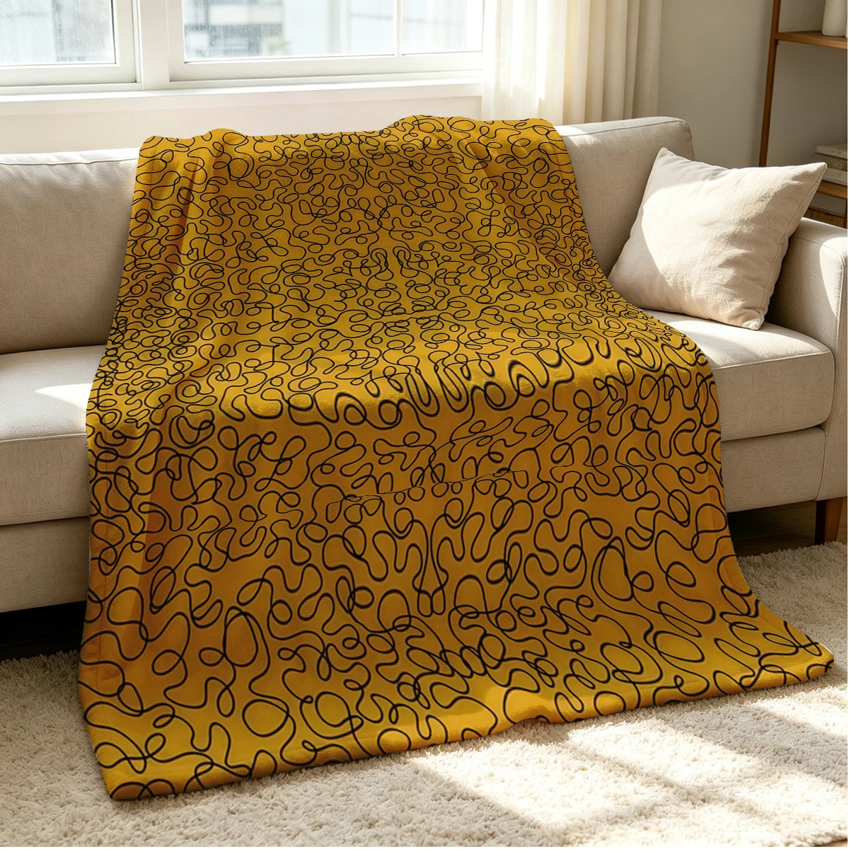 Chaos Lines Flannel Blanket Warm Soft Halloween Christmas Couch Warm Cozy Decorative Decor Gift for All Season