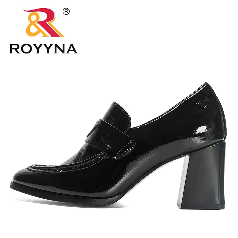 ROYYNA 2023 New Designers Pumps Shoes Women Fashion Chunky Block Heel Pumps Shoes Ladies Sweet Fashion Brand Office Dress Shoes