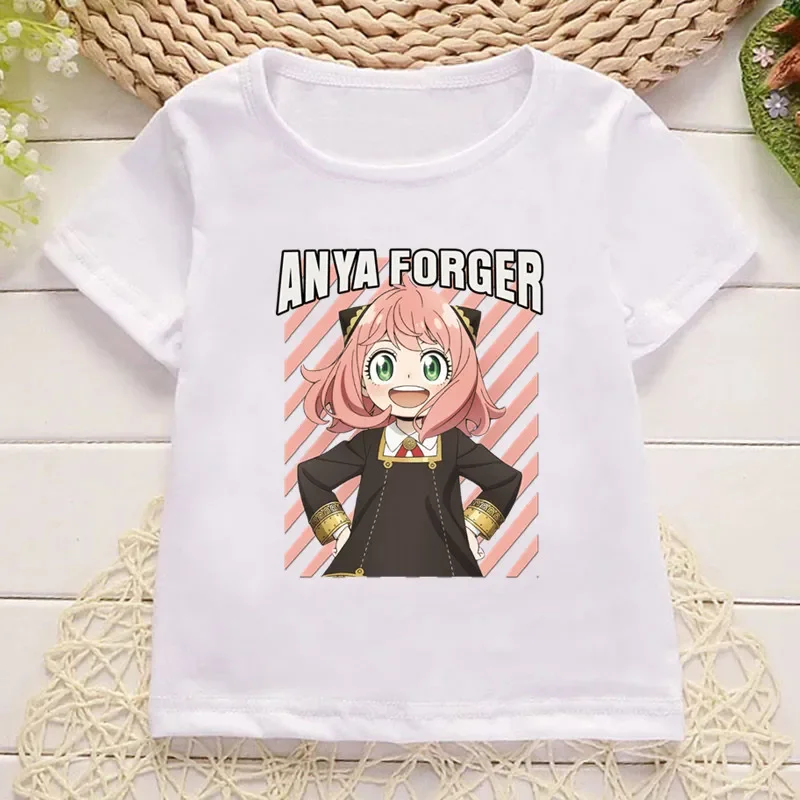 Anime Spy x Family Anya Twilight Print Cartoon Kids T shirt Girls Summer Tops Baby Boys Clothes Children Short Sleeve T-shirt