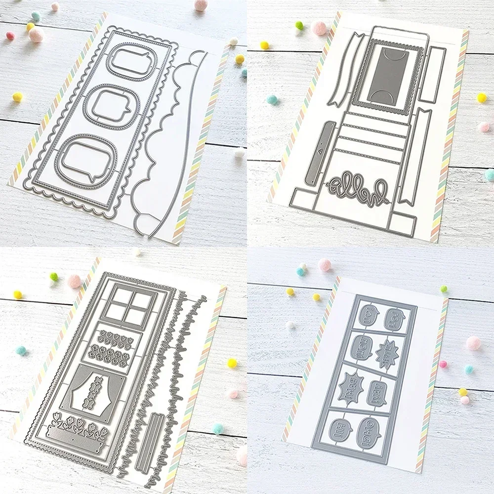 

Slim Card Basics Mega Flipper Window Dressing Comic Strip Cutting Dies For DIY Scrapbooking Album Card Making Craft Decoration