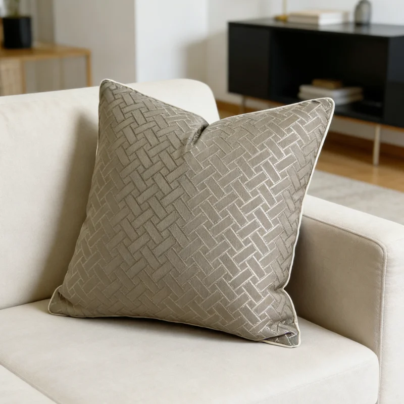 

Contemporary Home Decorative Natural Taupe Geometric Pillow Cover Throw Cushion Cover Office Chair Gift Floor 45x45cm 1 Pc