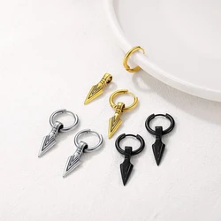 Triangular spearhead for men and women retro arrowhead punk earrings, stainless steel metal ear accessory gift, black, golden, w