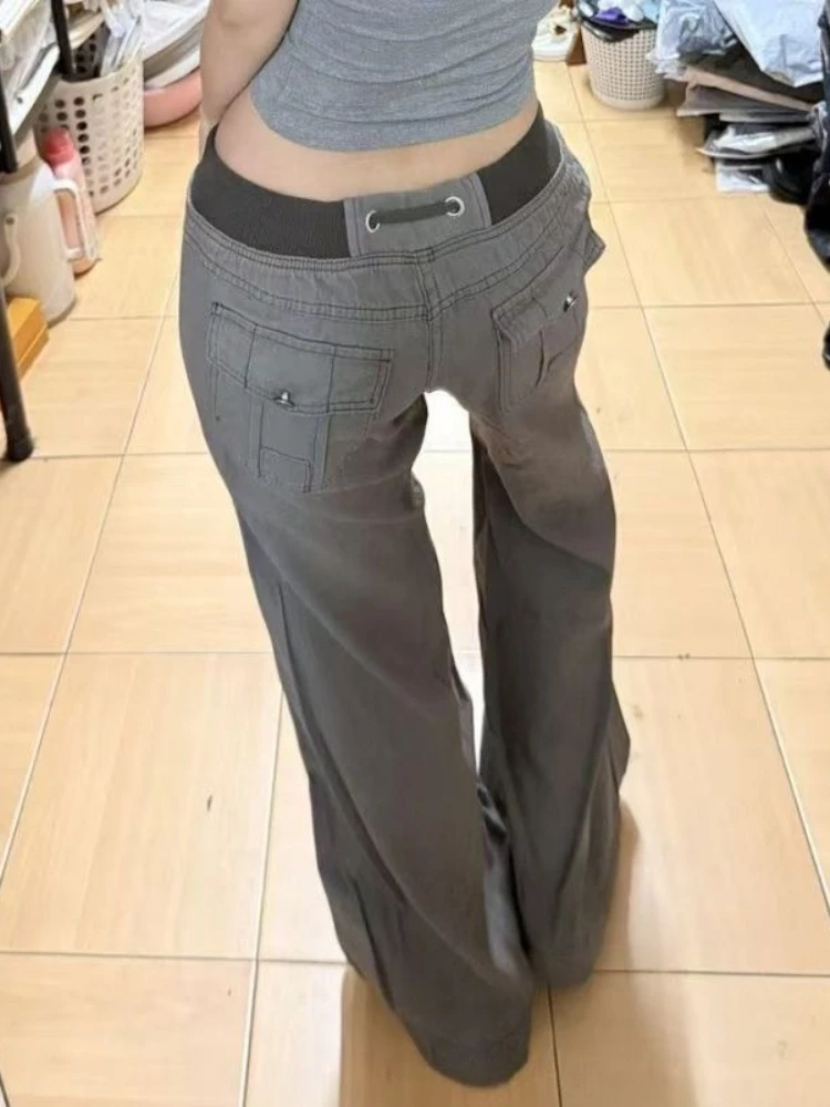 Safari Style Small Fellow American Wid Leg Pants Denim High Street Loose Slim Skinny Women Pant Trendy Streetwear Trouser