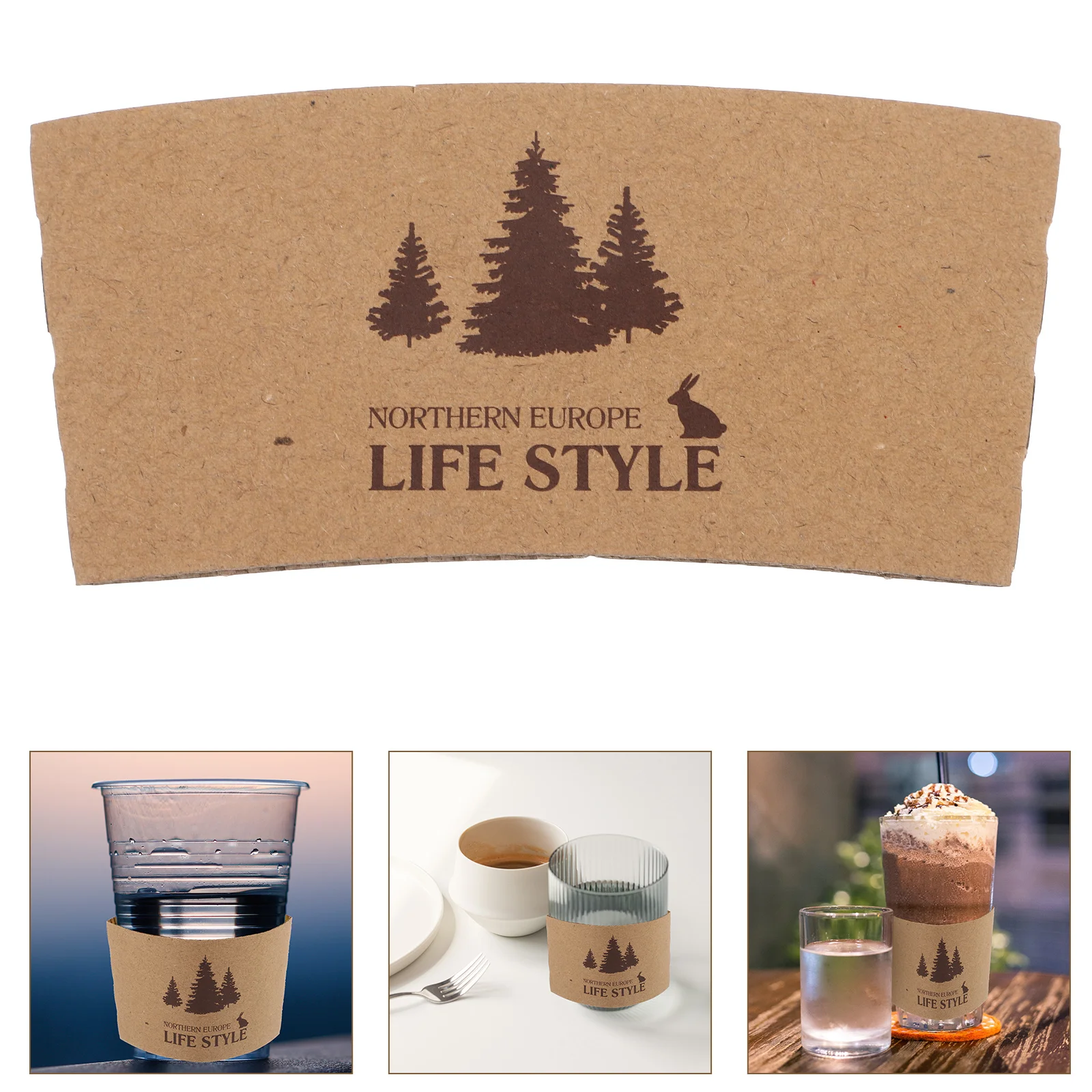 

100Pcs Heat Resistant Paper Coffee Cup Sleeves Insulated Drink Sleeve Burn Protection Portable Cup Cover for Hot Drinks