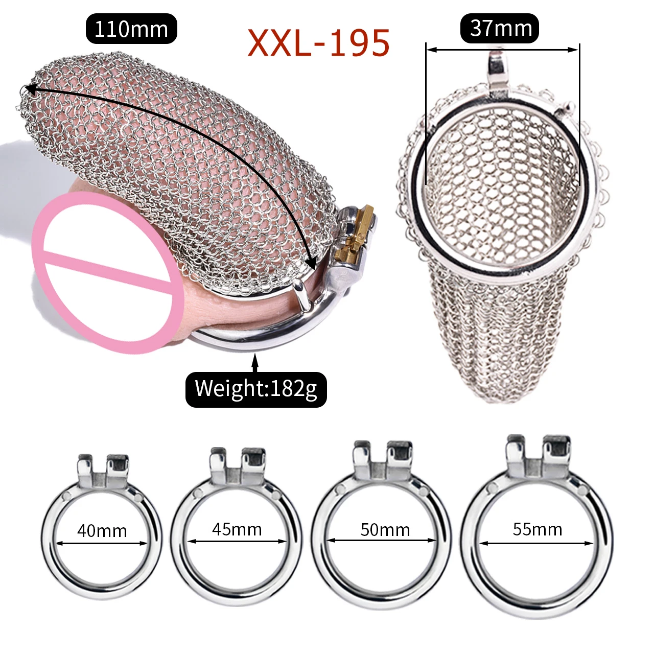 FAAK Strapon Male Chastity Cage Cock Ring Sleeve Lock  Adult Games Stainless Steel Mesh Chain Cock Cage  Sex Toys for Men