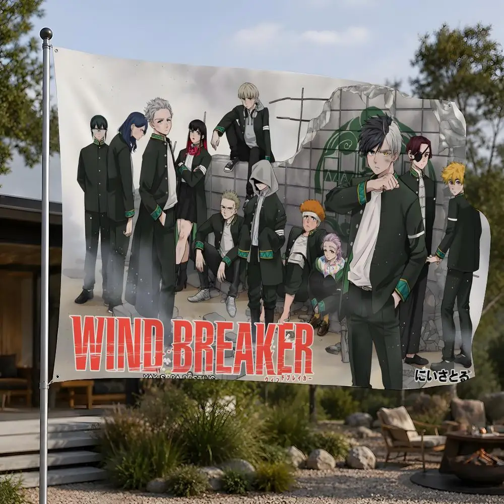 Anime WIND BREAKER Flags Flags Minimalist Fabric   Outdoor Garden Banner Hanging Sign for Shop Home Decor