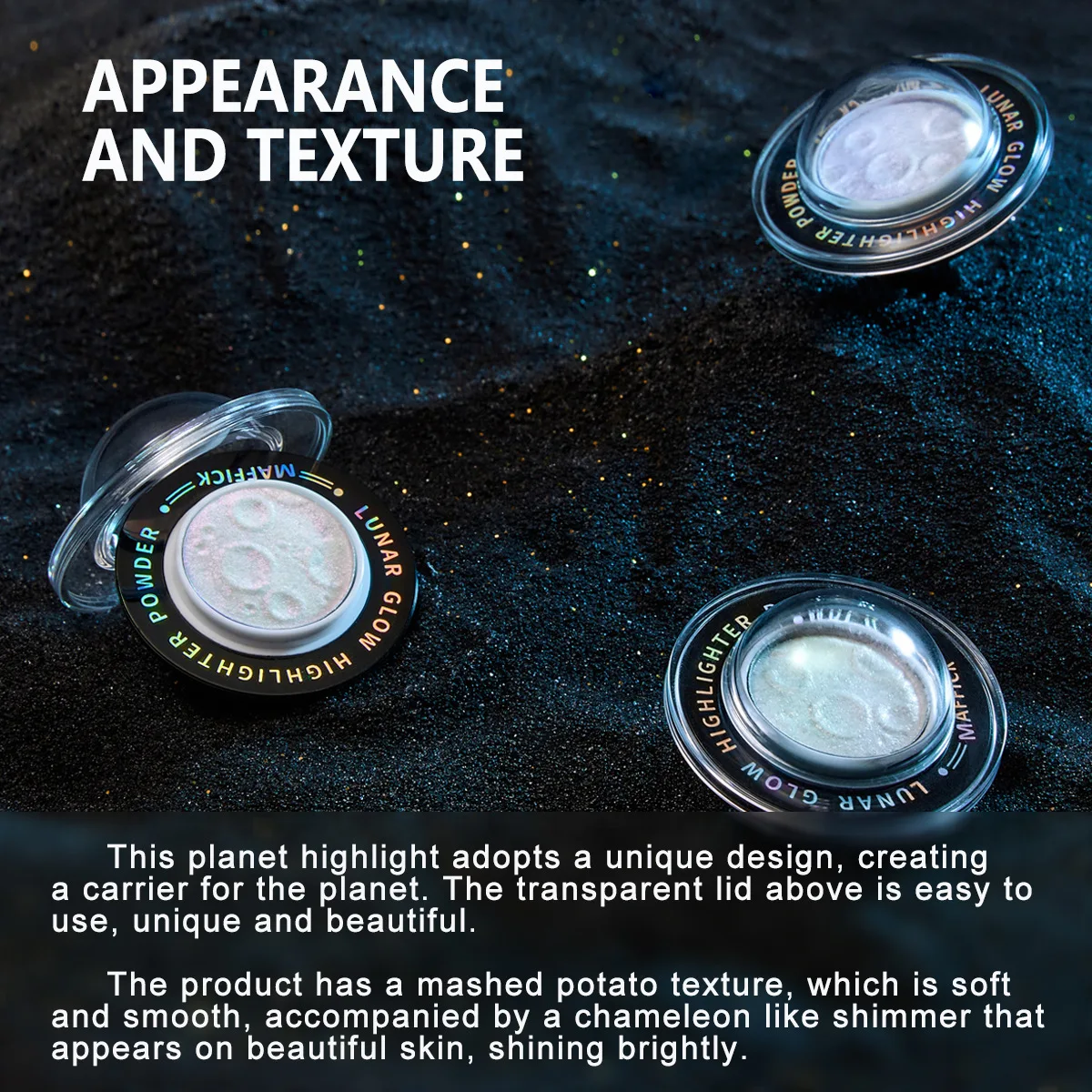 Planet Highlight Facial Lunar Glow Highlighter Powder Planetary Highlighter Cosmic Eyeshadow Cheek Blusher Body Glitter Powder