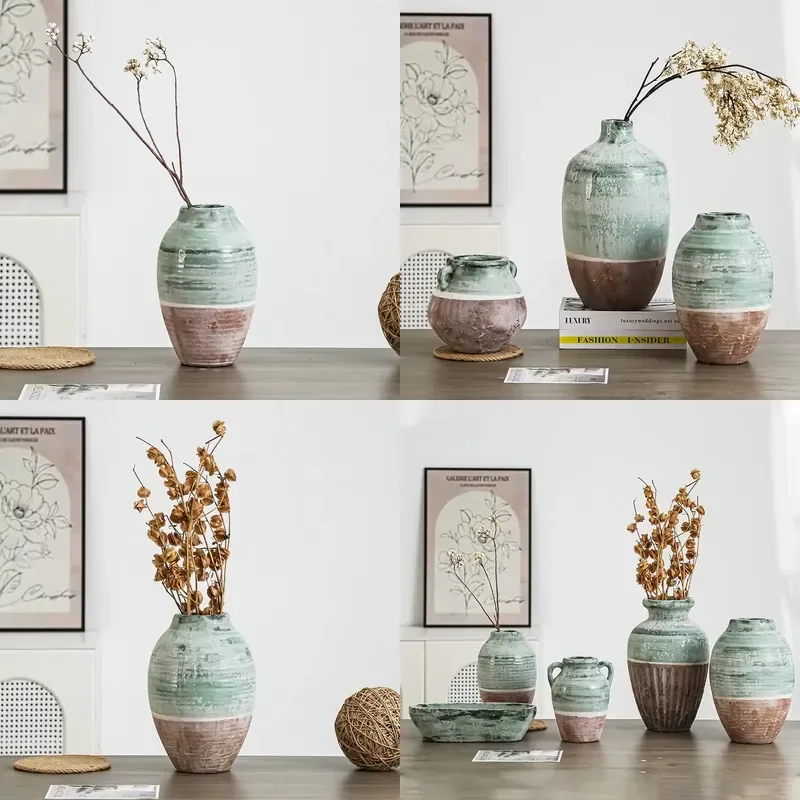 for Hand Painted Ceramic Vase Rustic Handmade Eco Friendly Home Decor Living Room Dining Table Ornament Wholesale Price