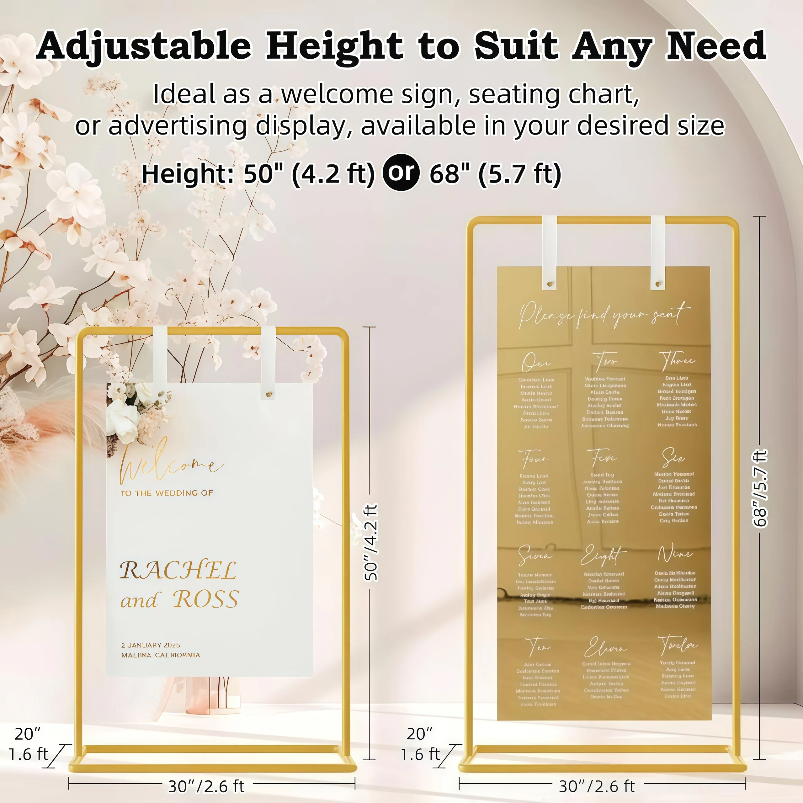 حامل عرض على شكل قوس مربع، مناسب لعرض مخطط جلوس الزفاف، وحامل إعلانات السوبر ماركت، وحاضر اجتماعات الشركات