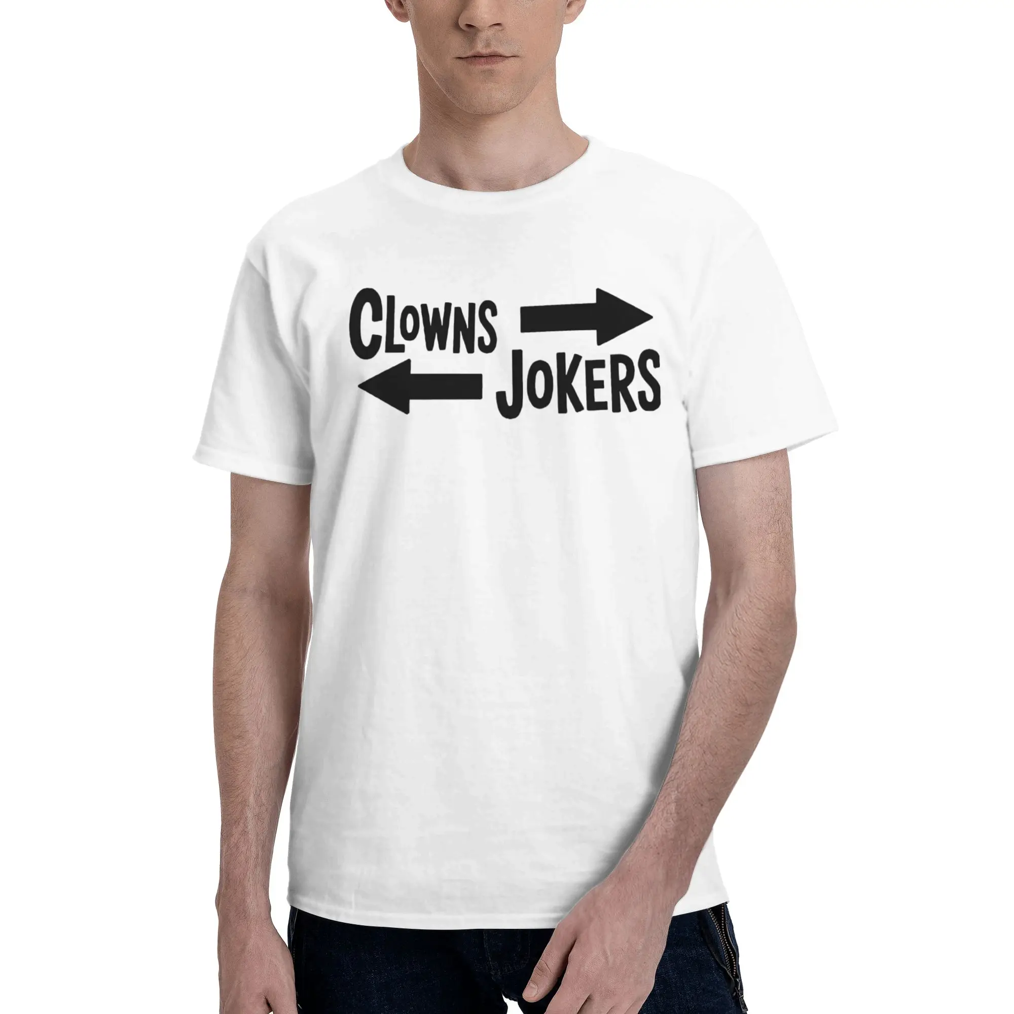 Printed Direction Clowns to The Left Jokers to The Right T Shirt For Unisex  Pure Cotton T-shirts Short Sleeve Clothes