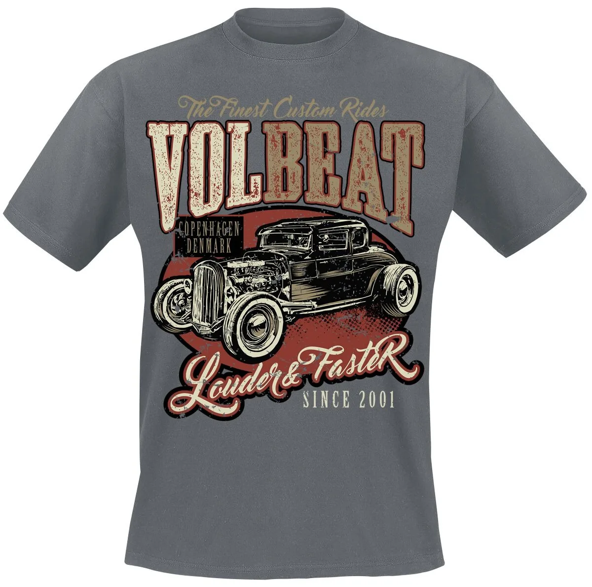 Camiseta con estampado Volbeat Hot Rod Louder & Faster, camiseta informal 100% algodón de color neutro, ropa informal de Hard Rock