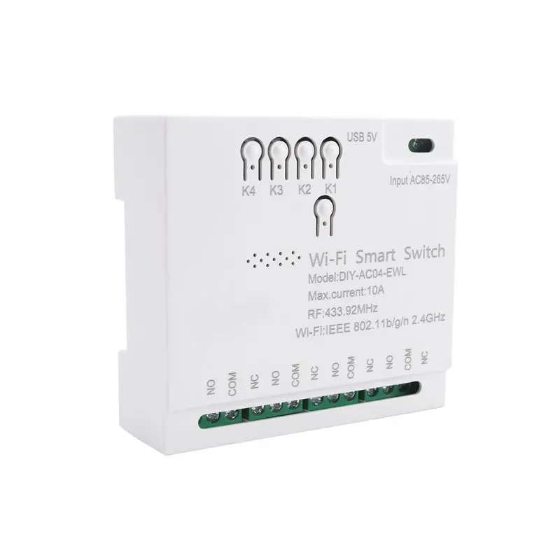 AS60-4CH Ewelink Wifi Smart Switch RF433 85-265V 2.4G Wifi Smartlife Home Automation Module For IFTT Alexa Google Home Easy Inst