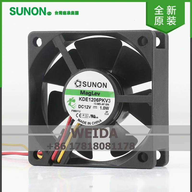 Cooling Fan Sunon DC 12V 1.0W 6020 6CM Magnetic Bearing Frequency Converter  3-wire KDE1206PKV3(AF)