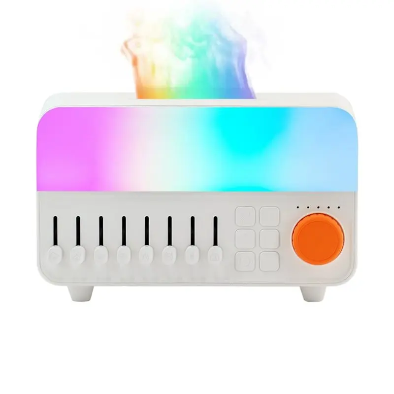 

New--White Noise Machine Air Aroma Diffuser Humidifier 7 Colors Flame Lamp Bluetooth Speaker For Sleep Home Office Desktop B