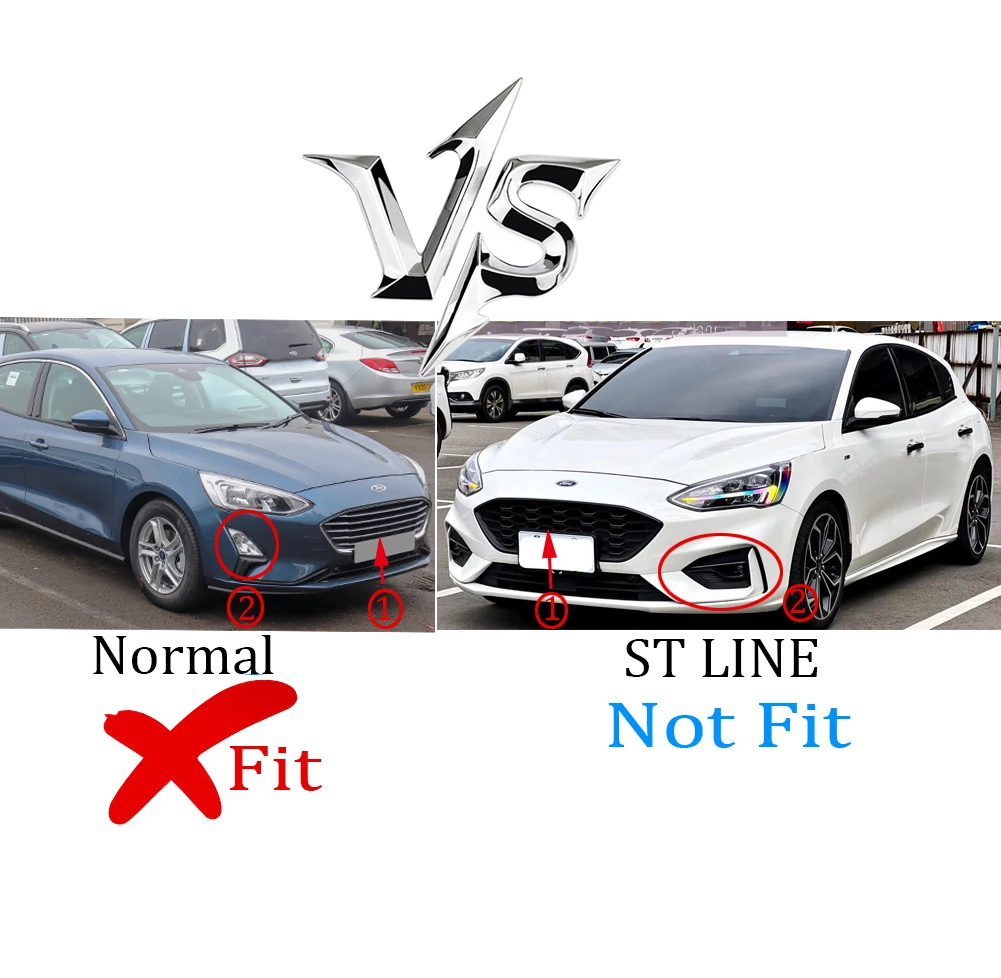 Front Bumper Trim Cover Grill Upper Lower Grille Fit For Ford Focus 2019 2020 Glossy Black