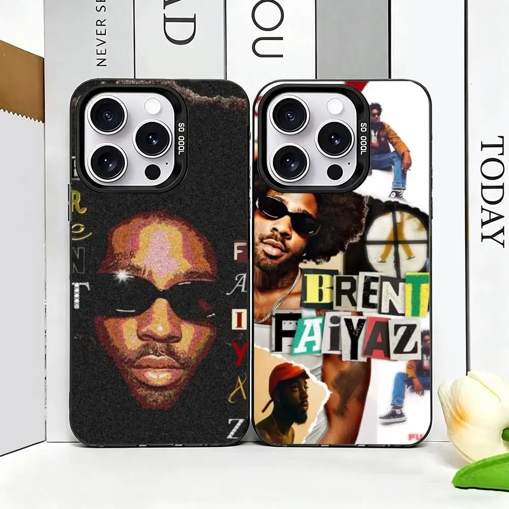 Coque de téléphone colorée argentée pour iPhone 17, 16, 15, 14, 13, 12, 11 Plus, Pro Max, XS, motif B-Brent Faiyaz, le chanteur émouvant
