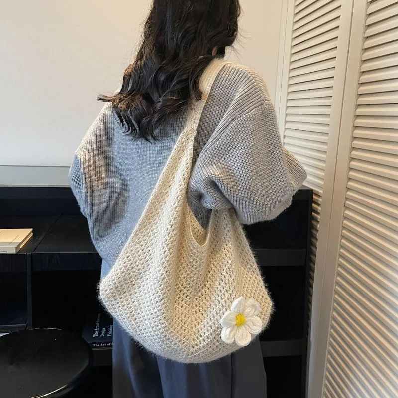 

Trendy Hollow Out Weave Straw Bag Bohemian Style Beach Handbag Hollow Tote Bag Large Capacity Lazy Style Beach Bag Shopping