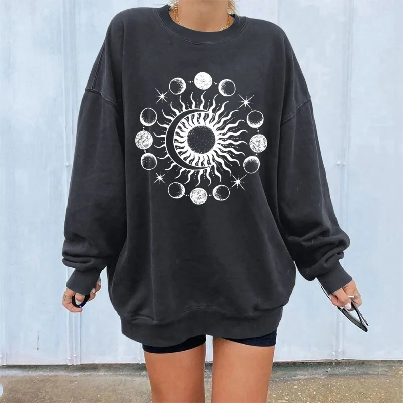 

Printed Y2k Clothes New O-neck Long Sleeve Pullover Women's Autumn Winter Fashion Loose Streetwear Casual Sudaderas Con Capucha