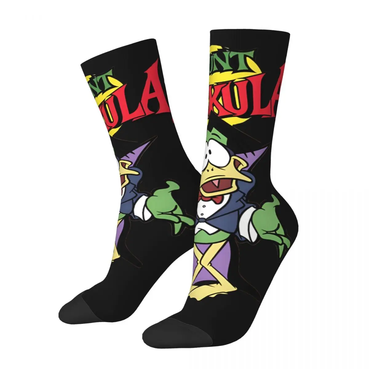 Funny Crazy compression Funny Sock for Men Hip Hop Vintage C-Count Duckula Happy Seamless Pattern Printed Boys Crew Sock Novelty