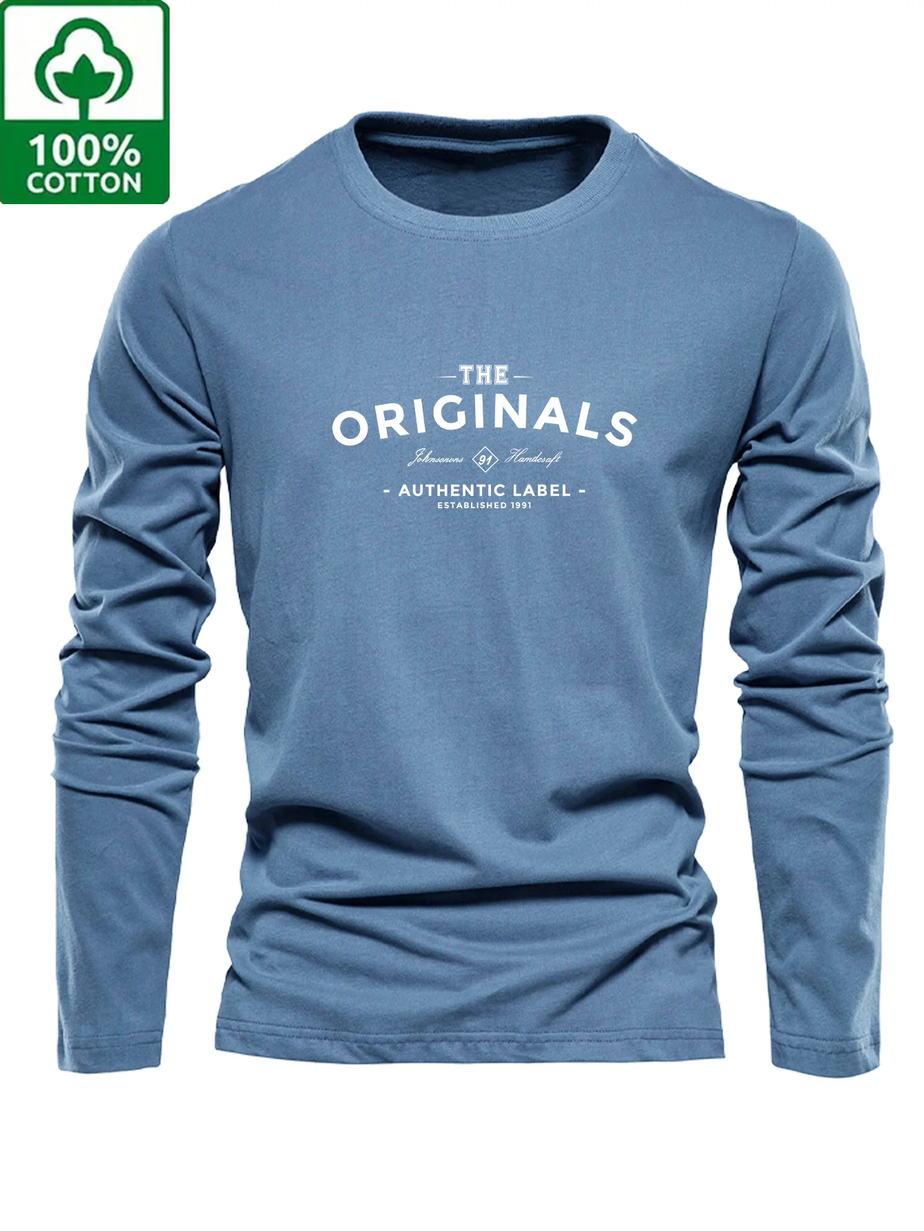 Mens 100 Pure Cotton Long Sleeve T Shirt Milan Italian Pattern Print Crew Neck Standard Size Machine Washable Comfortable Fashio