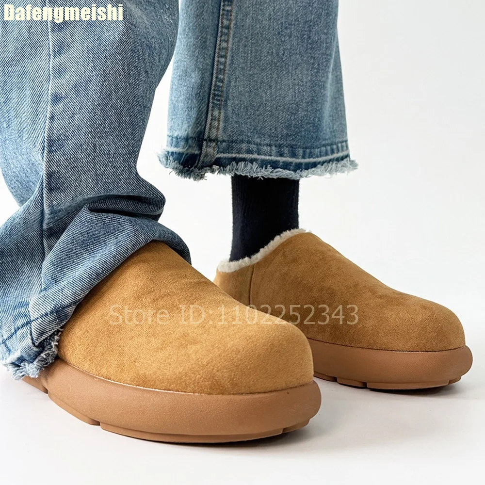 Zapatillas de algodón con forro polar, plataforma de gamuza para invierno, zapatos de moda sin cordones con punta redonda, Color sólido, Unisex, 2026 nuevos zapatos