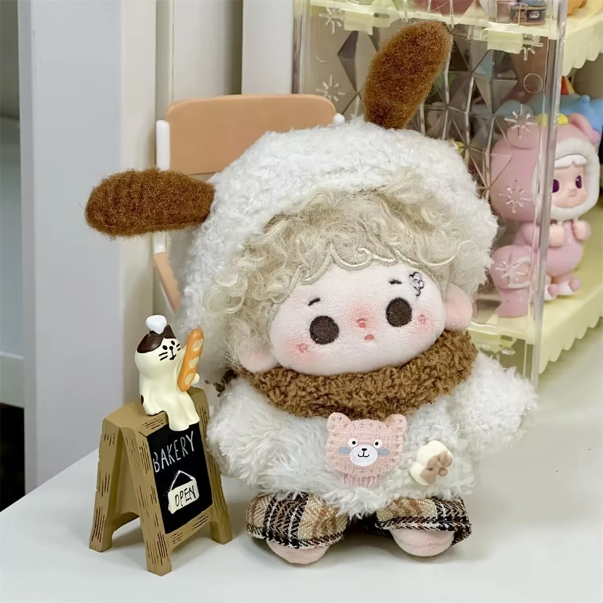 Roupas de boneca de algodão de 10cm para outono e inverno, conjunto de série de cores Maillard, boneca de pelúcia muda em roupas de bebê de 10cm