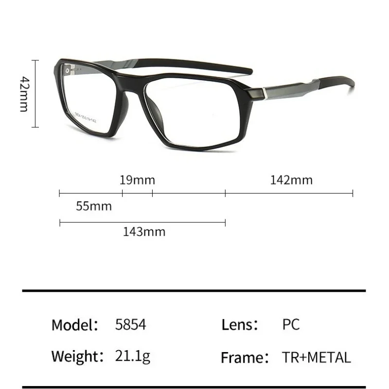 OLLYMURS Fashion Cycling Sports Men Glasses Ultralight TR90 Basketball Optical Prescription Spring Leg Glasses Frame Women 5854