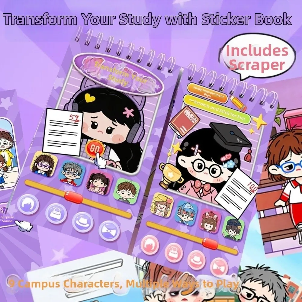 with Scraper Character Dress-Up Sticker Book Puzzle Game Transform Teacher Student Handmade DIY Sticker Book Mini Size