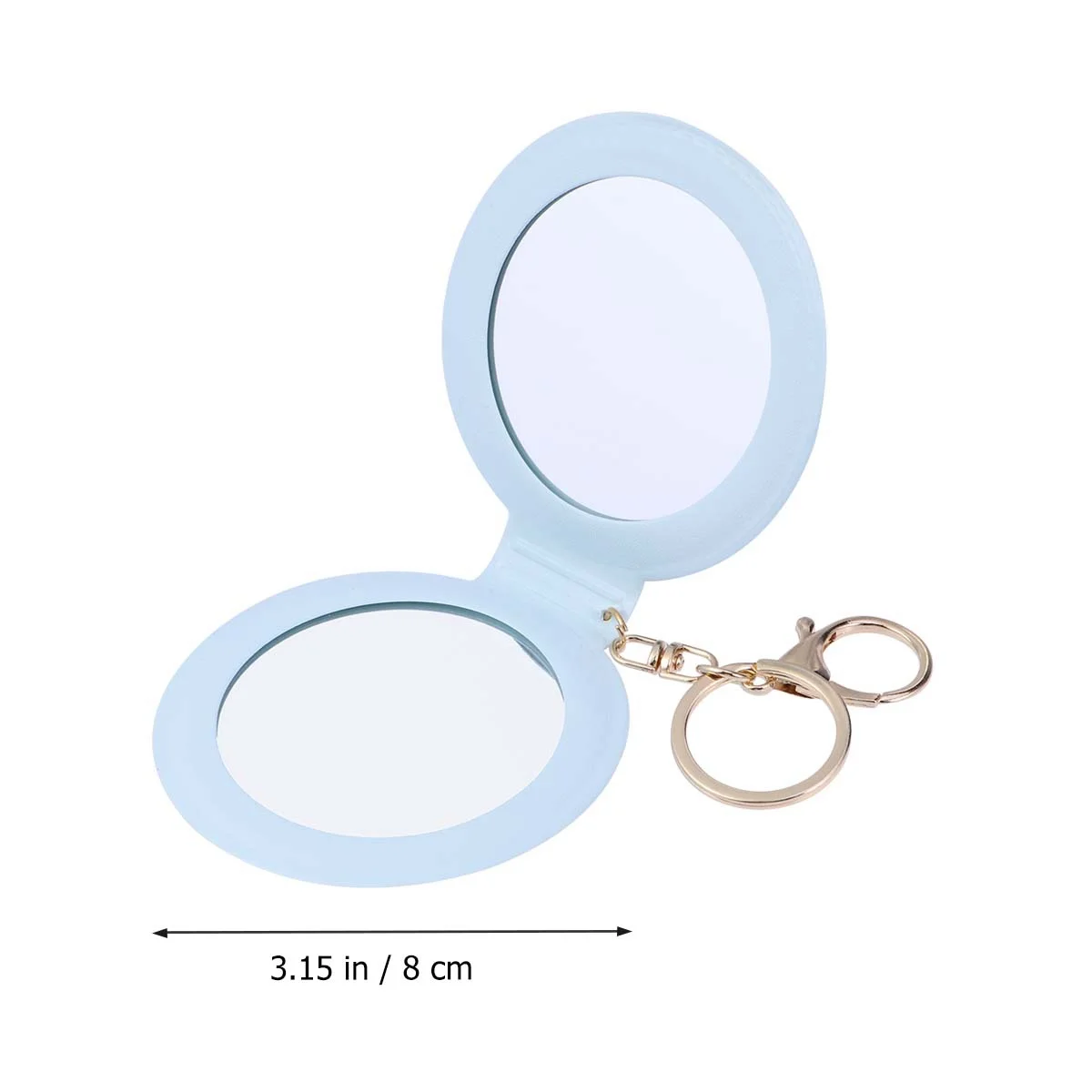 Mini Pocket Makeup Mirror Double Side Foldable PU Frame Light Blue Portable Small Mirror for Purse on-The-Go Touch-Ups