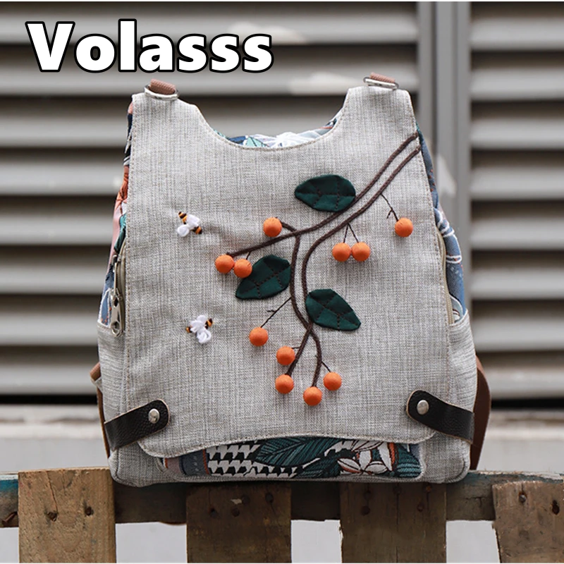 

VOLASSS New Large Capacity Canvas Backpack For Women's Casual Multi Layered Travel Shoulders Bag Versatile Crossbody Bags Girl