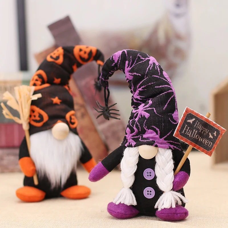 2 PCS Halloween Decorations Indoor Scary Party Supplies As Shown Halloween Gnome Doll Dwarf Plush Doll Decorations Scary
