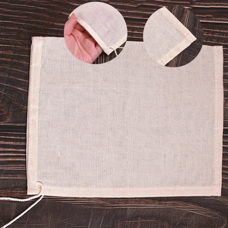 Cotton Gauze Filter Te Bags 5pcs Empty Pocket Drawstring Bag Reusable Spice Sachets Big Size Soup Bag Tea Bags Kitchen Supplies