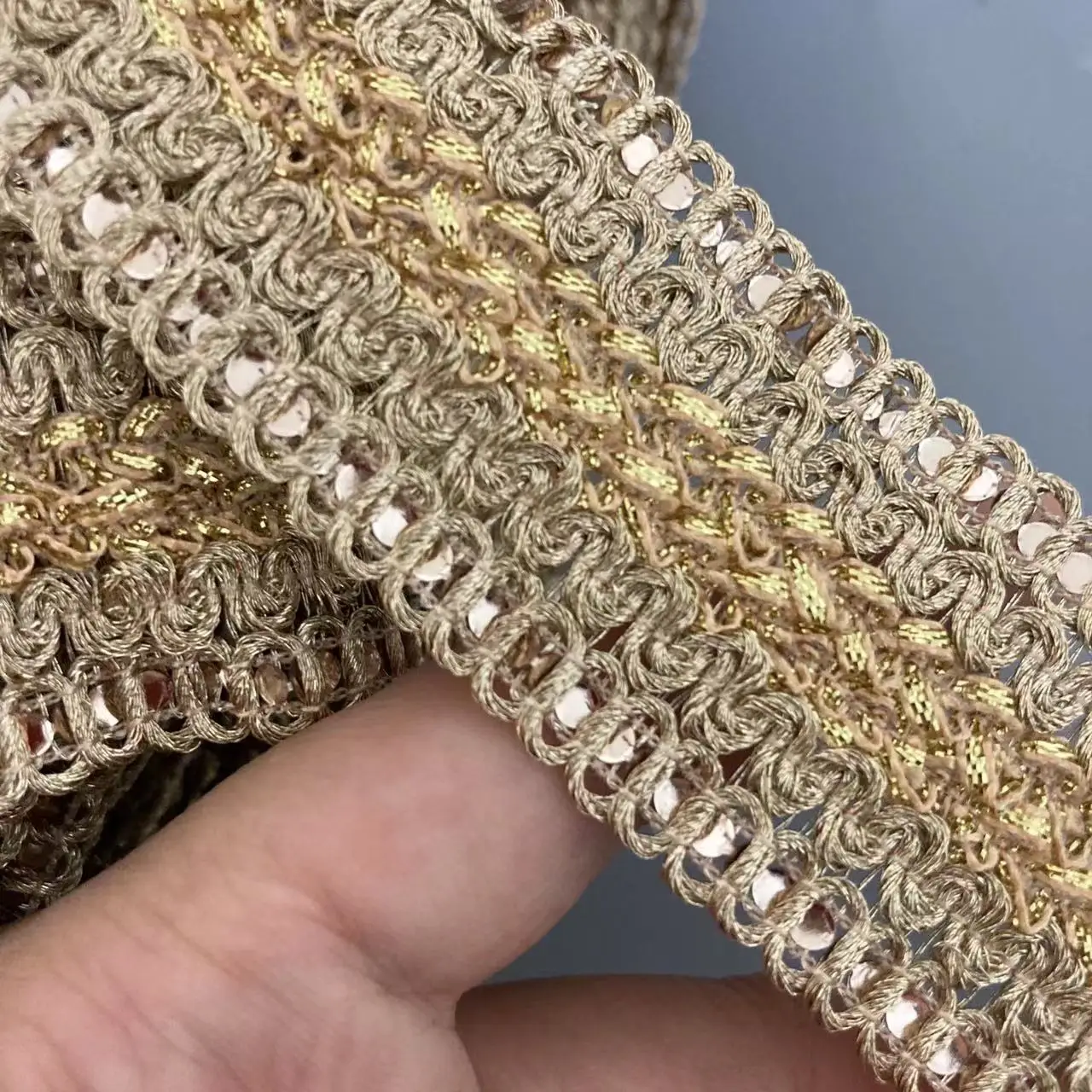 1 Yard 3.6cm Filo d\'oro Lace Trim Nastro Tessitura Stile etnico nazionale Abbigliamento Ricamo Tessuto con paillettes Accessori jacquard