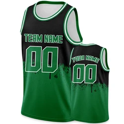 Custom Basketball Jersey Black Green Personalized Printed Team Name Number Hip Hop Sports Shirt for Men Women Youth Kids