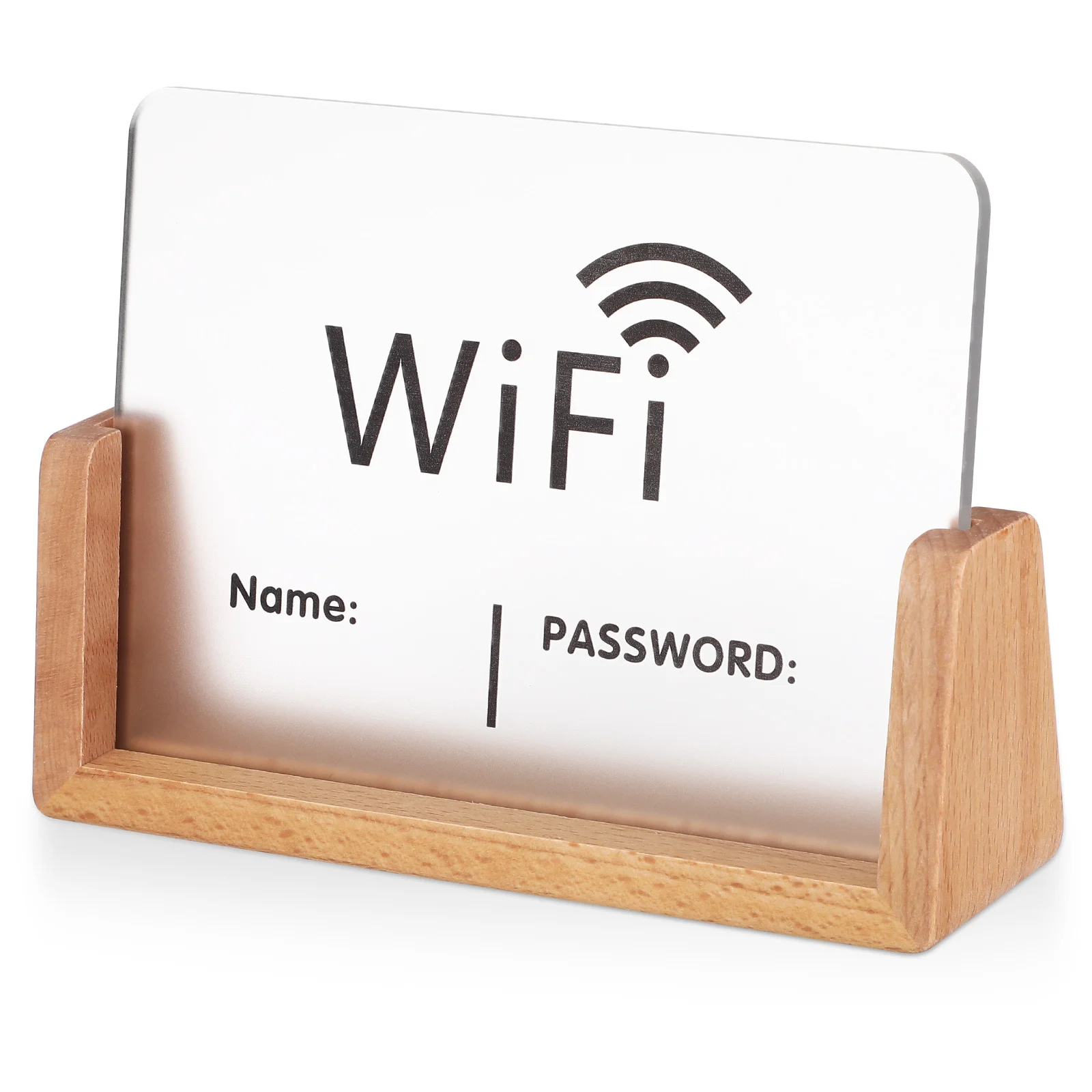 

Acrylic WiFi Password Sign Tabletop Board Stable Wooden Stand Guest Network Display Business Password Reminder