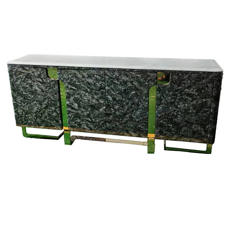 

Italian light luxury marble, TV cabinet, living room metal dining side cabinet, designer villa high-end creative entrance