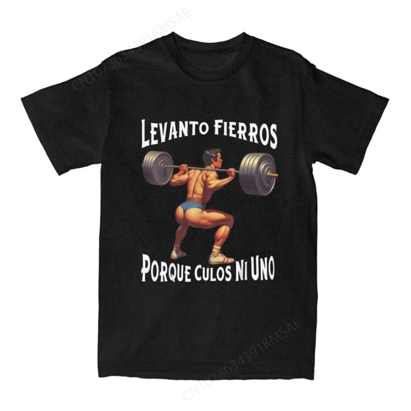 Levanto Fierros Porque T-Shirt Men's Fashion Skeleton Fitness Exercise Tee Tops Calacas Chidas Gym Husband Daddy Novelty Gifts