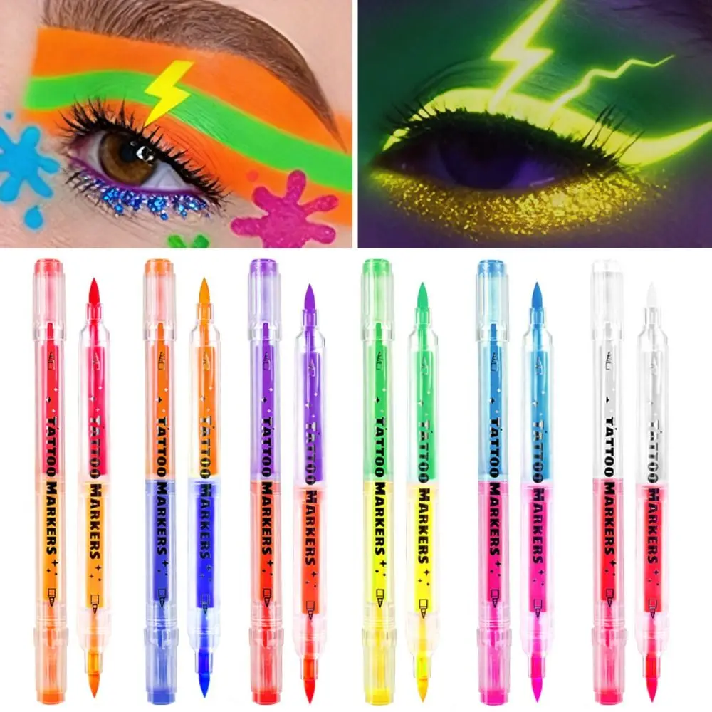 12 Colors Glow Face Paint Markers Black Light Reactive Easy Wash Off Body Paint Markers Set Water-Based Non-Toxic