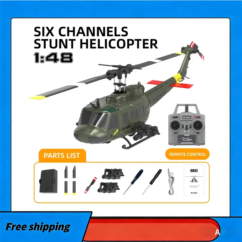 

C032 Uh-1 1:48 Huey Simulation 3d Six Way Aileron Free Reverse Flying Stunt Helicopter Electric Remote-Controlled Aircraft Model